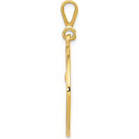14K Yellow Gold RN "The Art of Caring" Caduceus Pendant - Polished Finish with Textured Back by Oro Pregiato