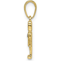 14K Yellow Gold Robot Pendant with Diamond-Cut Texture and Rhodium Accents - Playful Charm by Oro Pregiato