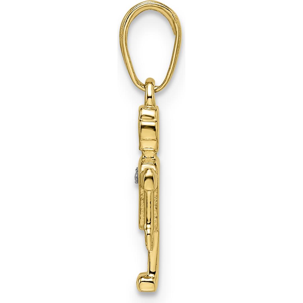 14K Yellow Gold Robot Pendant with Diamond-Cut Texture and Rhodium Accents - Playful Charm by Oro Pregiato