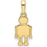 14K Yellow Gold Robot Pendant with Diamond-Cut Texture and Rhodium Accents - Playful Charm by Oro Pregiato