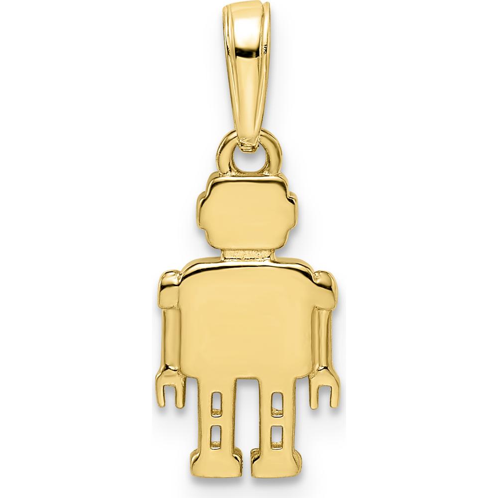 14K Yellow Gold Robot Pendant with Diamond-Cut Texture and Rhodium Accents - Playful Charm by Oro Pregiato