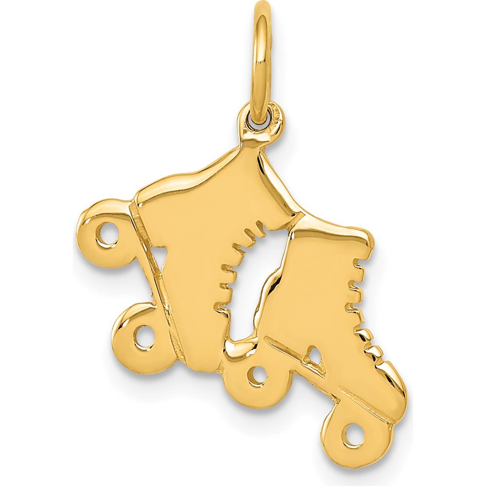 14K Yellow Gold Roller Skates Charm Pendant