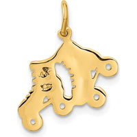14K Yellow Gold Roller Skates Charm Pendant