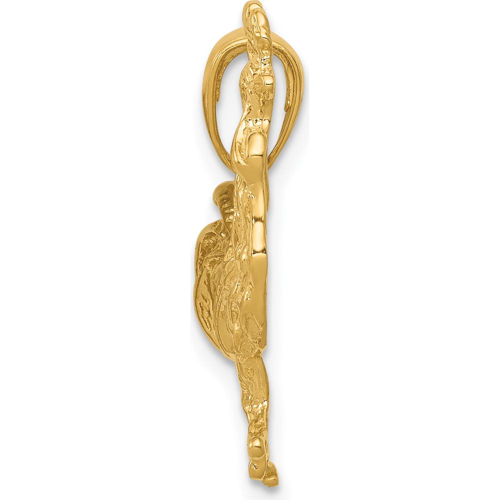 14K Yellow Gold Rooster Pendant with Textured Finish - Solid Casted Design by Oro Pregiato