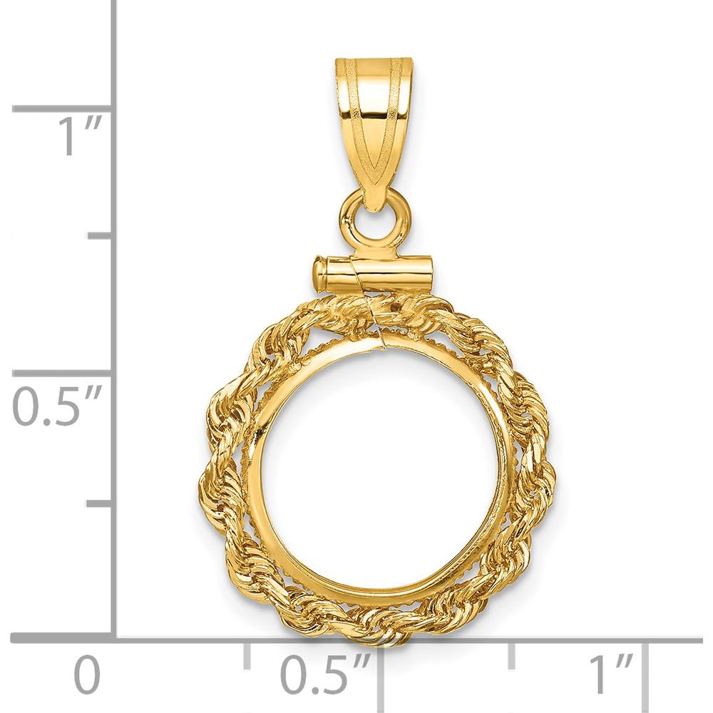 14K Yellow Gold Rope Coin Bezel Pendant with Screw Top - 13.0mm Diameter by Numis Coin Jewelry