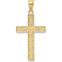 14K Yellow Gold Rope Cross Pendant - 37mm Length by Oro Pregiato