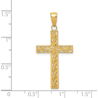14K Yellow Gold Rope Cross Pendant - 37mm Length by Oro Pregiato
