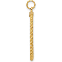 14K Yellow Gold Rope Edge Engravable Disc Pendant with Satin Back - 39mm Length by Oro Pregiato