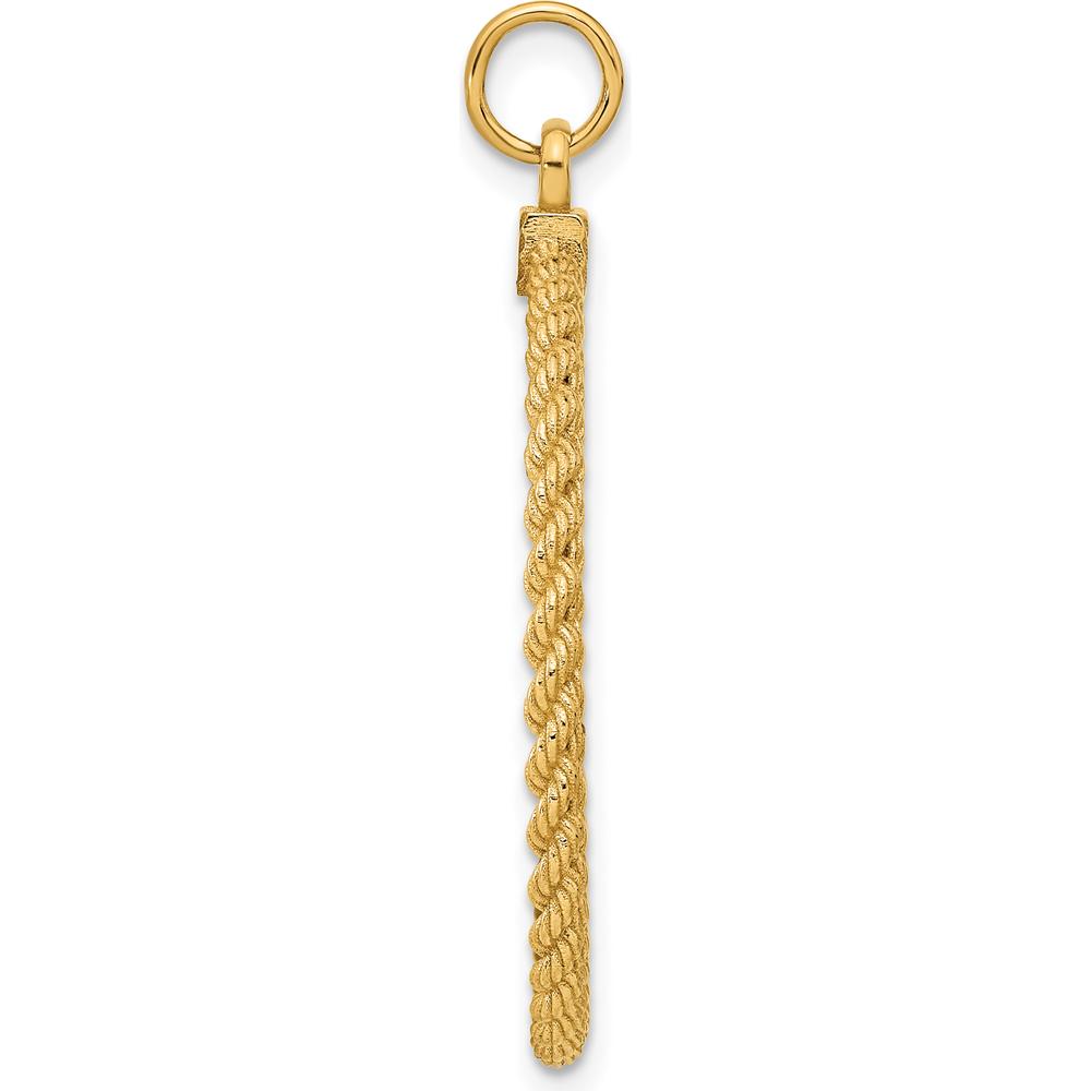 14K Yellow Gold Rope Edge Engravable Disc Pendant with Satin Back - 39mm Length by Oro Pregiato