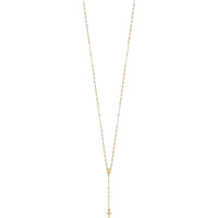14K Yellow Gold Rosary Necklace with Polished Cross and Miraculous Medal - 17" Chain with 3" Extender by 0