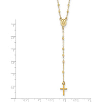 14K Yellow Gold Rosary Necklace with Polished Cross and Miraculous Medal - 17" Chain with 3" Extender by 0