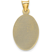 14K Yellow Gold Rose and White Rhodium Diamond-Cut Baptism Oval Pendant by Oro Pregiato