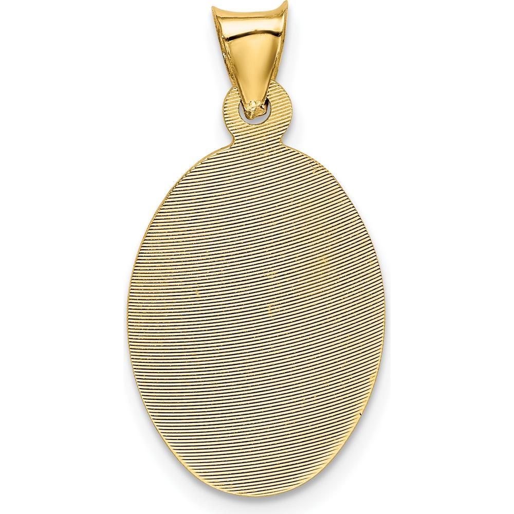 14K Yellow Gold Rose and White Rhodium Diamond-Cut Baptism Oval Pendant by Oro Pregiato