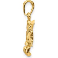 14K Yellow Gold Rose Pendant with Textured Detail - Polished Finish by Oro Pregiato