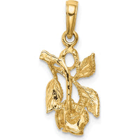 14K Yellow Gold Rose Pendant with Textured Detail - Polished Finish by Oro Pregiato