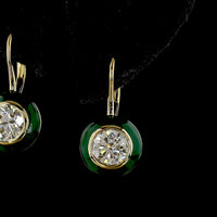 14K Yellow Gold Round Bezel Set Hanging Earrings with Lab-Grown Diamonds - 1.01 Carat Total Weight (E-F Color, VS1 Clarity) - Covaloro Fine Jewelry