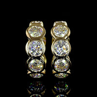 14K Yellow Gold Round Bezel Set Huggie Earrings with 3.46 Carats Total Lab Diamonds (E-F Color) - Covaloro Fine Jewelry
