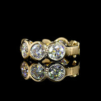 14K Yellow Gold Round Bezel Set Huggie Earrings with 3.46 Carats Total Lab Diamonds (E-F Color) - Covaloro Fine Jewelry