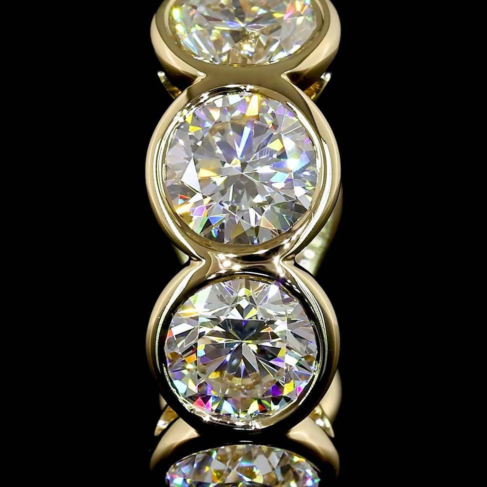 14K Yellow Gold Round Bezel-Set Huggie Earrings with Lab-Grown Brilliant Cut Diamonds - 3.54 Carats Total Diamond Weight - Covaloro Fine Jewelry