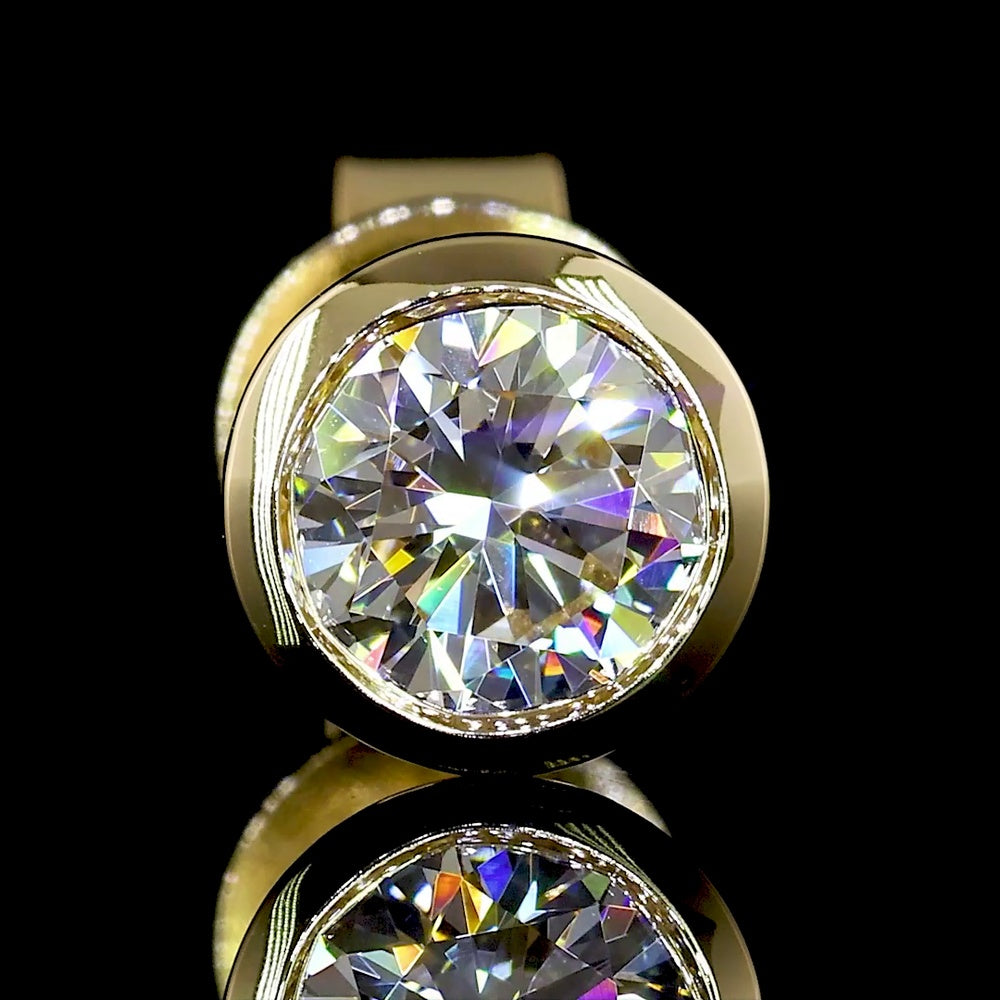 14K Yellow Gold Round Bezel Set Lab Diamond Stud Earrings - 0.99 Carat Total Weight (E-F Color, VS Clarity) - Covaloro Fine Jewelry
