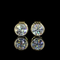 14K Yellow Gold Round Bezel Set Lab Diamond Stud Earrings - 1.02 Carat Total Weight (E-F Color, VS2 Clarity) - Covaloro Fine Jewelry