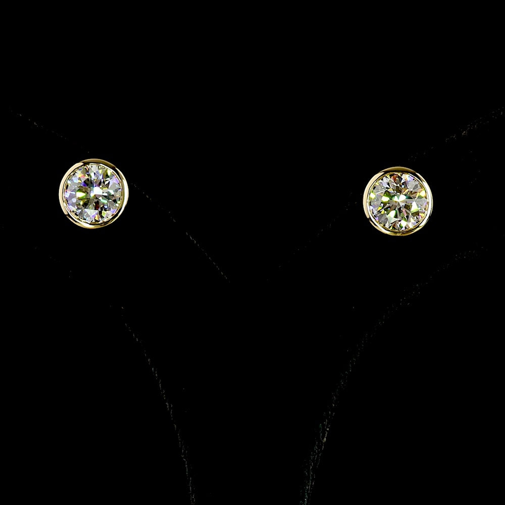 14K Yellow Gold Round Bezel Set Lab Diamond Stud Earrings - D VVS1 Clarity, 4.52 Carat Total Weight - Covaloro Fine Jewelry