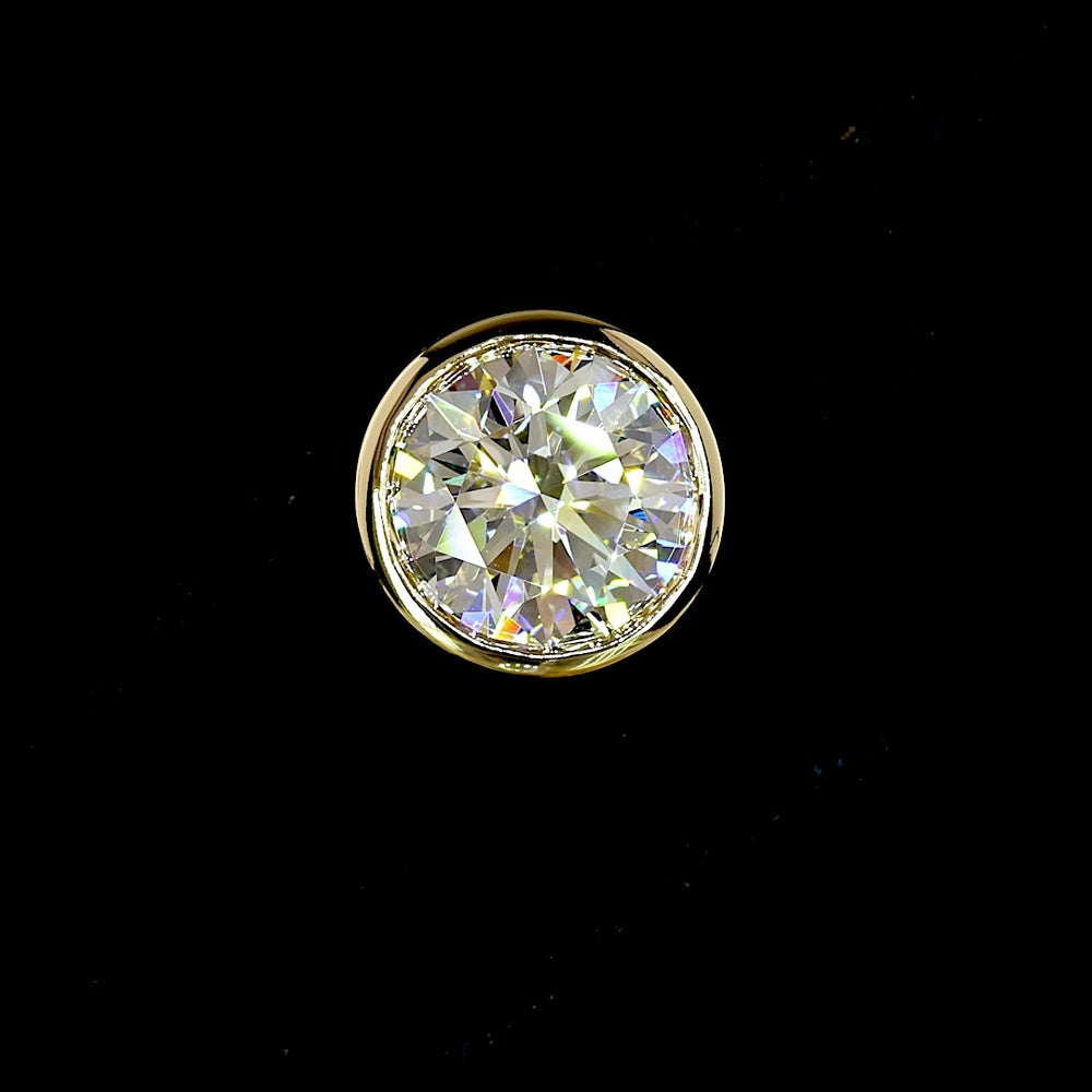 14K Yellow Gold Round Bezel Set Lab Diamond Stud Earrings - D VVS1 Clarity, 4.52 Carat Total Weight - Covaloro Fine Jewelry