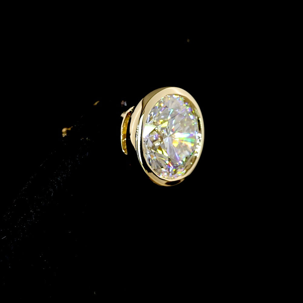 14K Yellow Gold Round Bezel Set Lab Diamond Stud Earrings - D VVS1 Clarity, 4.52 Carat Total Weight - Covaloro Fine Jewelry