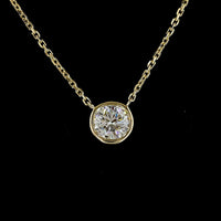 14K Yellow Gold Round Bezel Set Solitaire Pendant with 0.52 Carat Lab-Grown Brilliant Cut Diamond - E-F Color VS1 Clarity - Covaloro Fine Jewelry