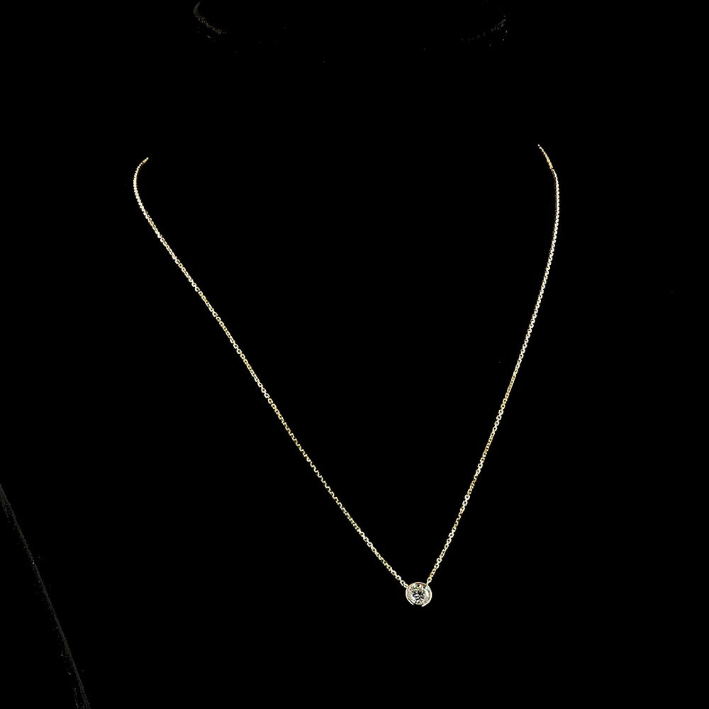 14K Yellow Gold Round Bezel Set Solitaire Pendant with 0.52 Carat Lab-Grown Brilliant Cut Diamond - E-F Color VS1 Clarity - Covaloro Fine Jewelry
