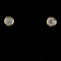 14K Yellow Gold Round Bezel Set Stud Earrings with 3.56 Carats Total Weight Lab Grown Diamonds - D Color IGI Certified - Covaloro Fine Jewelry