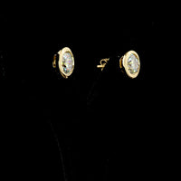 14K Yellow Gold Round Bezel Set Stud Earrings with 3.56 Carats Total Weight Lab Grown Diamonds - D Color IGI Certified - Covaloro Fine Jewelry