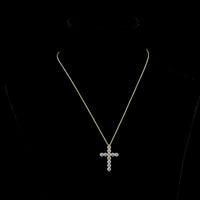 14K Yellow Gold Round Brilliant Cross Pendant with 11 E-F VS Lab Diamonds - 0.97 Carat Total Diamond Weight - Covaloro Fine Jewelry