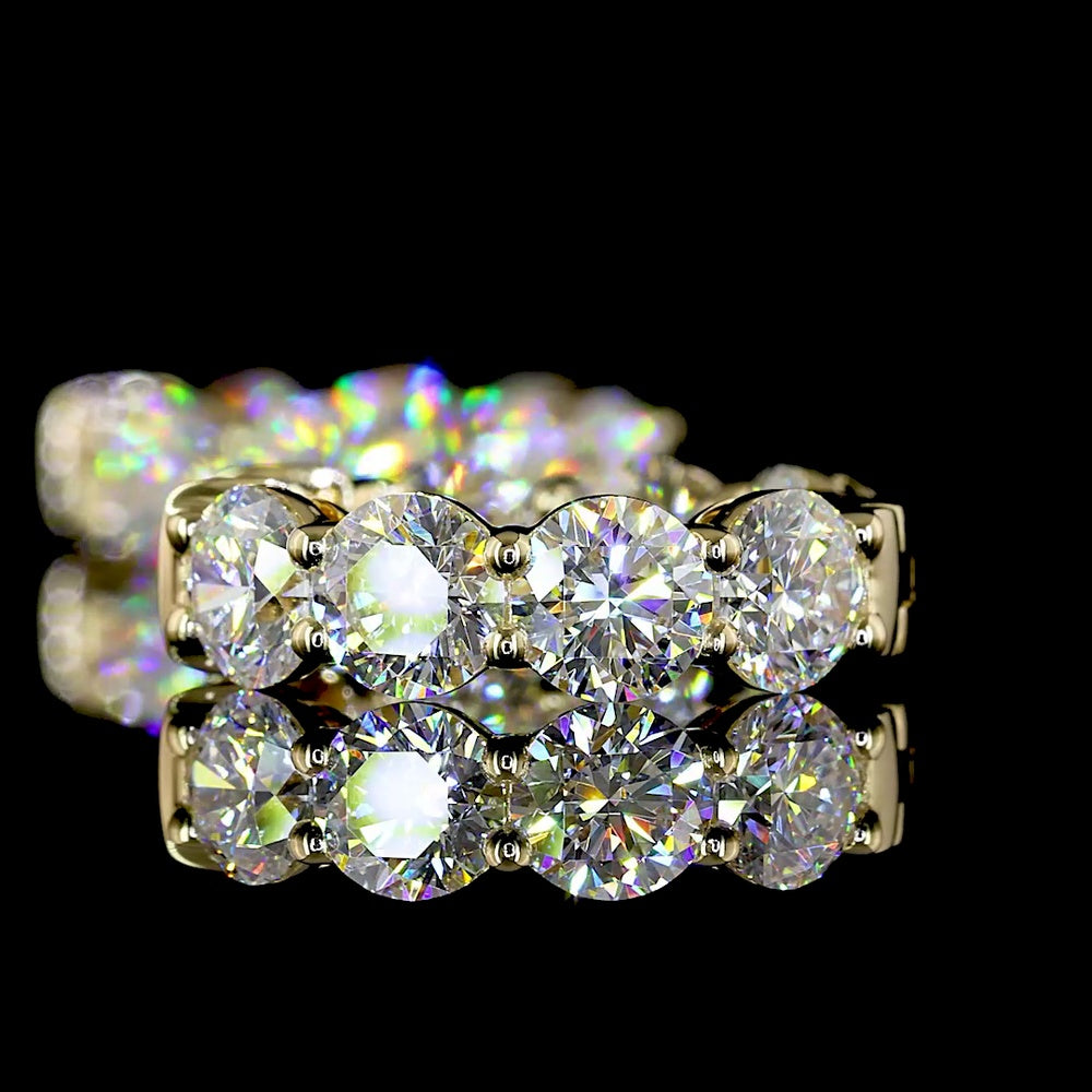 14K Yellow Gold Round Brilliant Cut Huggie Earrings with Lab Diamonds - 3.87 Carats Total Diamond Weight - Covaloro Fine Jewelry