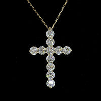 14K Yellow Gold Round Brilliant Cut Lab Diamond Cross Pendant - 2.94 Carat Total Weight with 11 E-F VS1 Stones - Covaloro Fine Jewelry