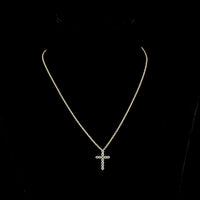 14K Yellow Gold Round Brilliant Cut Lab Diamond Cross Pendant with E-F VS1 Clarity - 0.65 Carat Total Diamond Weight - Covaloro Fine Jewelry