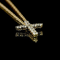 14K Yellow Gold Round Brilliant Cut Lab Diamond Cross Pendant with E-F VS1 Clarity - 0.65 Carat Total Diamond Weight - Covaloro Fine Jewelry