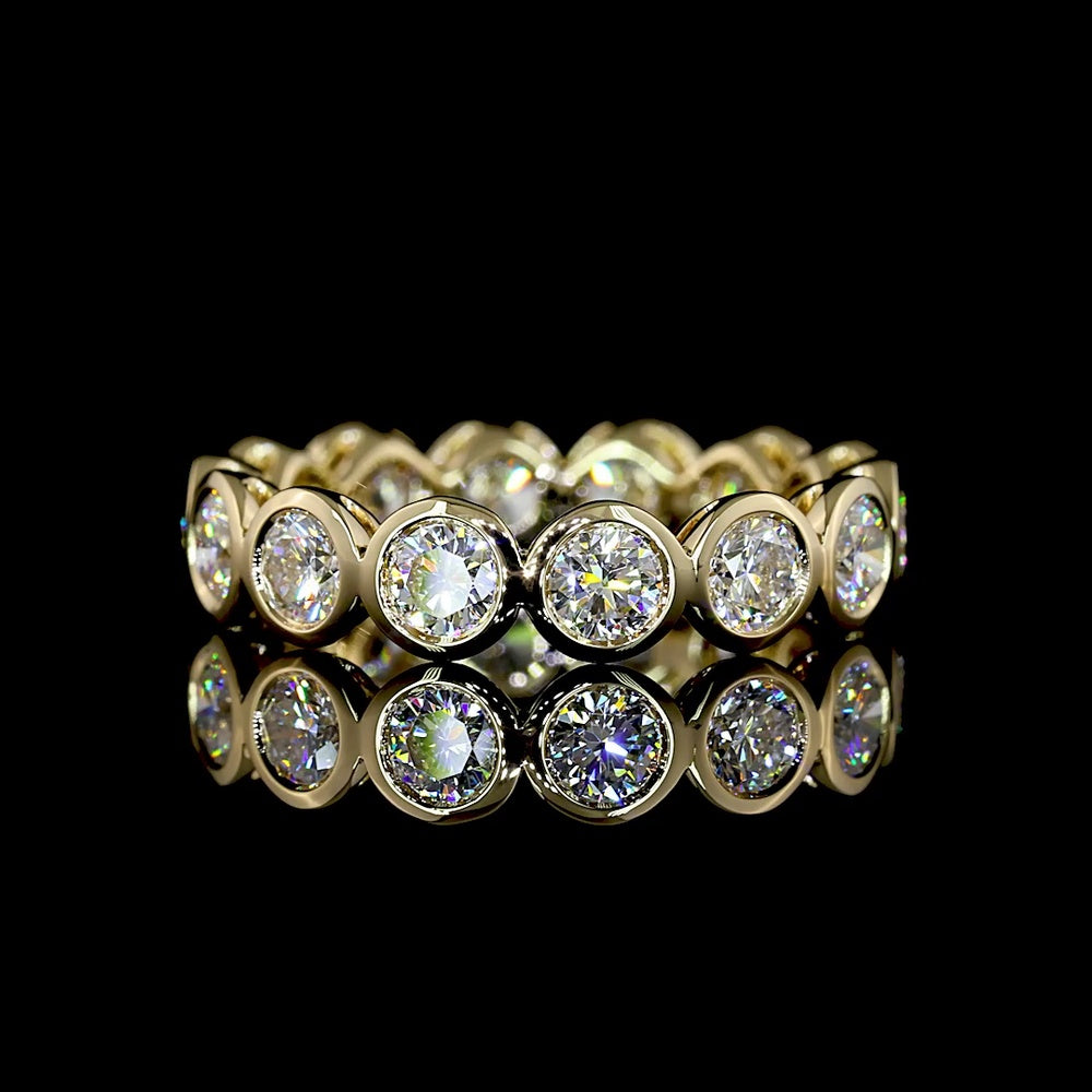 14K Yellow Gold Round Brilliant Cut Lab Diamond Eternity Band with Bezel Setting - 1.86 Carat Total Diamond Weight - Covaloro Fine Jewelry