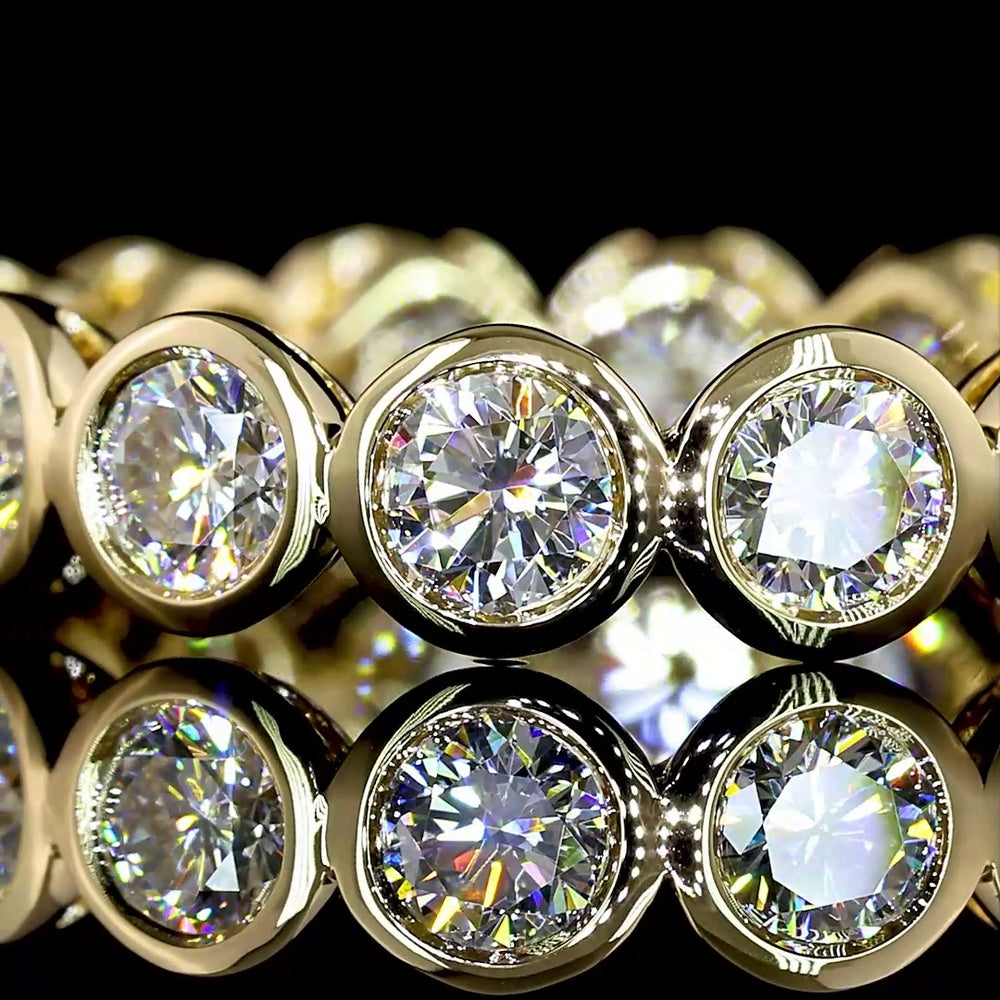 14K Yellow Gold Round Brilliant Cut Lab Diamond Eternity Band with Bezel Setting - 1.86 Carat Total Diamond Weight - Covaloro Fine Jewelry
