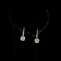 14K Yellow Gold Round Brilliant Cut Lab Diamond Hanging Drop Earrings with Accent Stones - 1.07 Carat Total Diamond Weight - Covaloro Fine Jewelry