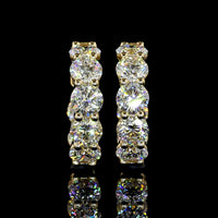 14K Yellow Gold Round Brilliant Cut Lab Diamond Huggie Earrings - 3.10 Carat Total Weight (E-F Color, VS1 Clarity) - Covaloro Fine Jewelry