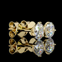 14K Yellow Gold Round Brilliant Cut Lab Diamond Martini Stud Earrings - 1.46 Carat Total Weight, F VS2 Clarity - Covaloro Fine Jewelry