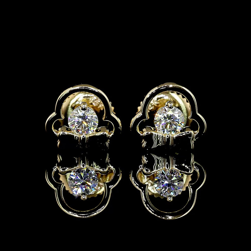 14K Yellow Gold Round Brilliant Cut Lab Diamond Stud Earrings - 0.21 Total Carat Weight, E-F Color, VS Clarity - Covaloro Fine Jewelry