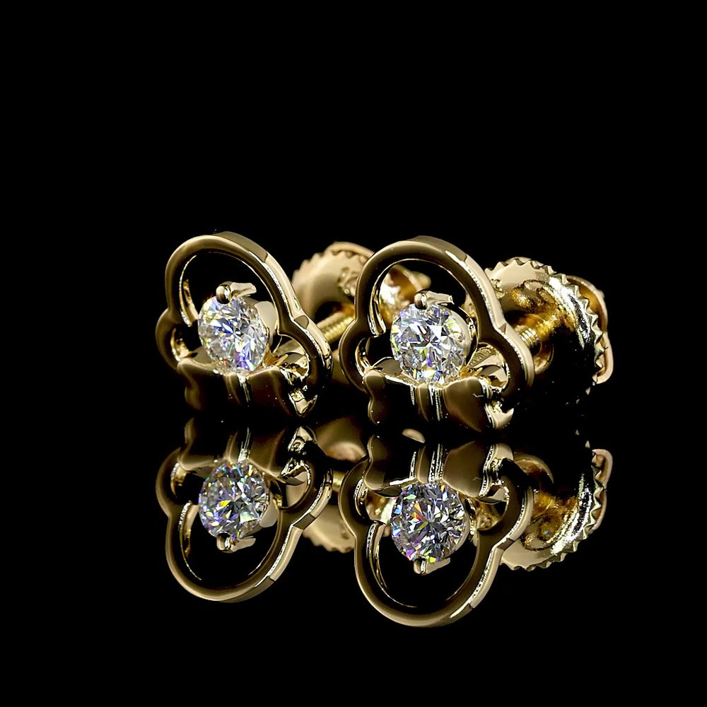 14K Yellow Gold Round Brilliant Cut Lab Diamond Stud Earrings - 0.21 Total Carat Weight, E-F Color, VS Clarity - Covaloro Fine Jewelry