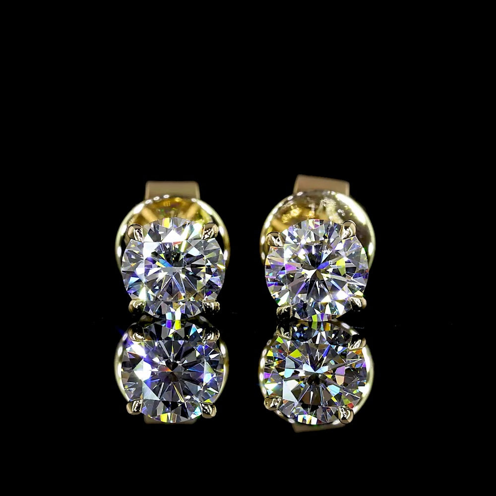 14K Yellow Gold Round Brilliant Cut Lab Diamond Stud Earrings - 0.51 Carat Total Weight, E-F Color, VS1 Clarity - Covaloro Fine Jewelry