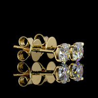 14K Yellow Gold Round Brilliant Cut Lab Diamond Stud Earrings - 0.76 Carat Total Weight (E-F Color, VS2 Clarity) with Four-Prong Settings and Friction Backs - Covaloro Fine Jewelry