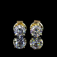 14K Yellow Gold Round Brilliant Cut Lab Diamond Stud Earrings - 0.76 Carat Total Weight (E-F Color, VS2 Clarity) with Four-Prong Settings and Friction Backs - Covaloro Fine Jewelry