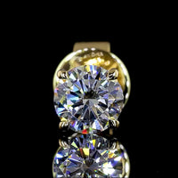 14K Yellow Gold Round Brilliant Cut Lab Diamond Stud Earrings - 0.76 Carat Total Weight (E-F Color, VS2 Clarity) with Four-Prong Settings and Friction Backs - Covaloro Fine Jewelry