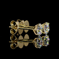 14K Yellow Gold Round Brilliant Cut Lab Diamond Stud Earrings - 1.07 Carat Total Weight, E-F Color VS1 Clarity, Prong Set with Butterfly Backs - Covaloro Fine Jewelry