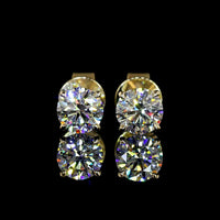 14K Yellow Gold Round Brilliant Cut Lab Diamond Stud Earrings - 1.07 Carat Total Weight, E-F Color VS1 Clarity, Prong Set with Butterfly Backs - Covaloro Fine Jewelry